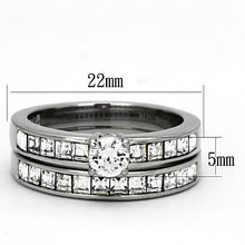 Load image into Gallery viewer, TK972 - High polished (no plating) Stainless Steel Ring with AAA Grade CZ  in Clear