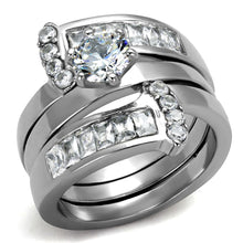 Load image into Gallery viewer, TK976 - High polished (no plating) Stainless Steel Ring with AAA Grade CZ  in Clear