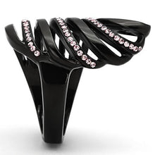 Load image into Gallery viewer, TK977 - IP Black(Ion Plating) Stainless Steel Ring with Top Grade Crystal  in Light Rose