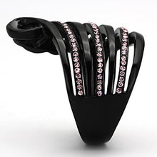 Load image into Gallery viewer, TK977 - IP Black(Ion Plating) Stainless Steel Ring with Top Grade Crystal  in Light Rose