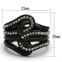 Load image into Gallery viewer, TK978 - IP Black(Ion Plating) Stainless Steel Ring with Top Grade Crystal  in Black Diamond