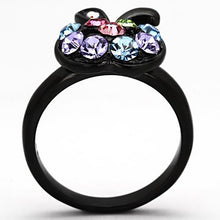 Load image into Gallery viewer, TK984 - IP Black(Ion Plating) Stainless Steel Ring with Top Grade Crystal  in Multi Color