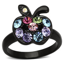 Load image into Gallery viewer, TK984 - IP Black(Ion Plating) Stainless Steel Ring with Top Grade Crystal  in Multi Color