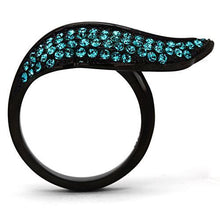 Load image into Gallery viewer, TK985 - IP Black(Ion Plating) Stainless Steel Ring with Top Grade Crystal  in Blue Zircon