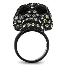 Load image into Gallery viewer, TK992 - IP Black(Ion Plating) Stainless Steel Ring with Top Grade Crystal  in Black Diamond