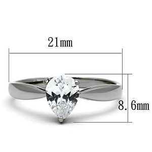 TK994 - High polished (no plating) Stainless Steel Ring with AAA Grade CZ  in Clear
