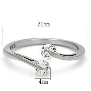TK995 - High polished (no plating) Stainless Steel Ring with AAA Grade CZ  in Clear