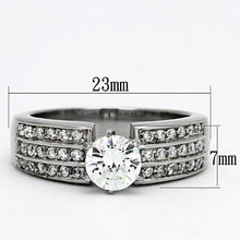 Load image into Gallery viewer, TK997 - High polished (no plating) Stainless Steel Ring with AAA Grade CZ  in Clear