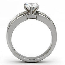 Load image into Gallery viewer, TK997 - High polished (no plating) Stainless Steel Ring with AAA Grade CZ  in Clear