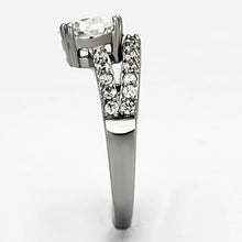 Load image into Gallery viewer, TK998 - High polished (no plating) Stainless Steel Ring with AAA Grade CZ  in Clear
