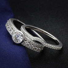 Load image into Gallery viewer, TS005 - Rhodium 925 Sterling Silver Ring with AAA Grade CZ  in Clear