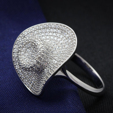 TS015 - Rhodium 925 Sterling Silver Ring with AAA Grade CZ  in Clear