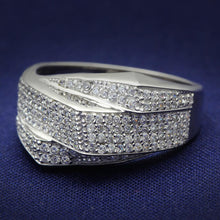 Load image into Gallery viewer, TS018 - Rhodium 925 Sterling Silver Ring with AAA Grade CZ  in Clear