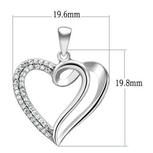 TS035 - Rhodium 925 Sterling Silver Necklace with AAA Grade CZ  in Clear