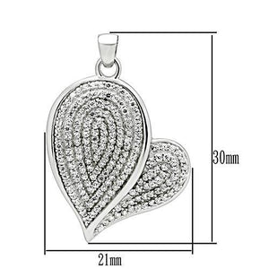 TS048 - Rhodium 925 Sterling Silver Chain Pendant with AAA Grade CZ  in Clear