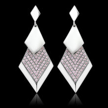 Load image into Gallery viewer, TS053 - Rhodium 925 Sterling Silver Earrings with AAA Grade CZ  in Rose