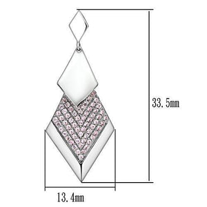TS053 - Rhodium 925 Sterling Silver Earrings with AAA Grade CZ  in Rose