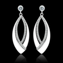 Load image into Gallery viewer, TS054 - Rhodium 925 Sterling Silver Earrings with AAA Grade CZ  in Clear