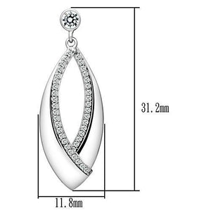 TS054 - Rhodium 925 Sterling Silver Earrings with AAA Grade CZ  in Clear