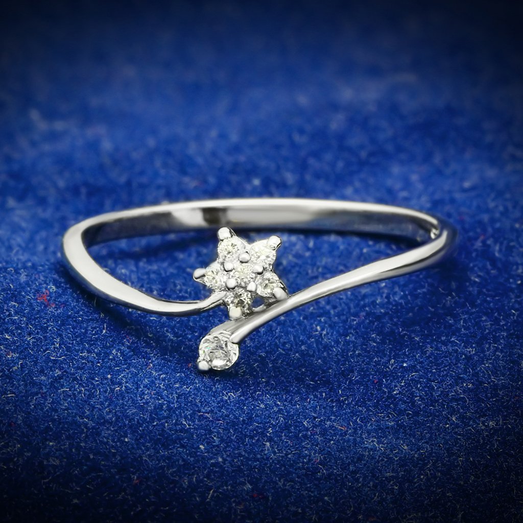 TS056 - Rhodium 925 Sterling Silver Ring with AAA Grade CZ