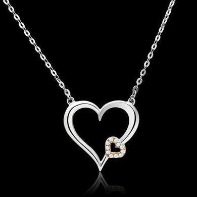 TS061 - Rose Gold + Rhodium 925 Sterling Silver Necklace with AAA Grade CZ  in Clear
