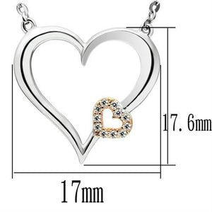TS061 - Rose Gold + Rhodium 925 Sterling Silver Necklace with AAA Grade CZ  in Clear