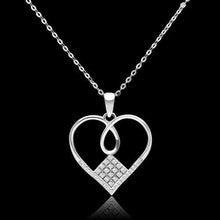 Load image into Gallery viewer, TS062 - Rhodium 925 Sterling Silver Necklace with AAA Grade CZ  in Clear