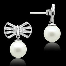 Load image into Gallery viewer, TS063 - Rhodium 925 Sterling Silver Earrings with Synthetic Pearl in White