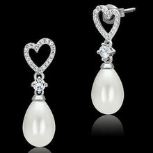Load image into Gallery viewer, TS064 - Rhodium 925 Sterling Silver Earrings with Synthetic Pearl in White