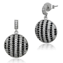 Load image into Gallery viewer, TS069 - Rhodium 925 Sterling Silver Earrings with AAA Grade CZ  in Jet