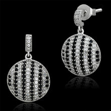 Load image into Gallery viewer, TS069 - Rhodium 925 Sterling Silver Earrings with AAA Grade CZ  in Jet