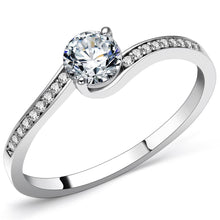 Load image into Gallery viewer, TS078 - Rhodium 925 Sterling Silver Ring with AAA Grade CZ  in Clear