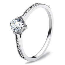 Load image into Gallery viewer, TS079 - Rhodium 925 Sterling Silver Ring with AAA Grade CZ  in Clear