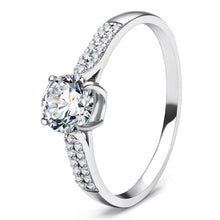 Load image into Gallery viewer, TS080 - Rhodium 925 Sterling Silver Ring with AAA Grade CZ  in Clear