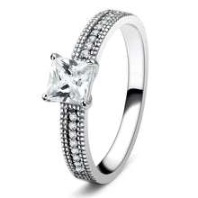 Load image into Gallery viewer, TS081 - Rhodium 925 Sterling Silver Ring with AAA Grade CZ  in Clear