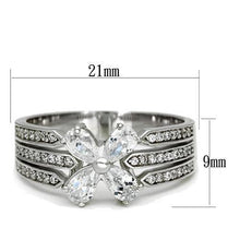 Load image into Gallery viewer, TS092 - Rhodium 925 Sterling Silver Ring with AAA Grade CZ  in Clear