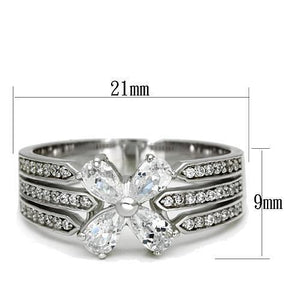 TS092 - Rhodium 925 Sterling Silver Ring with AAA Grade CZ  in Clear