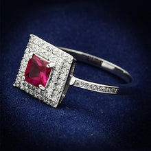 Load image into Gallery viewer, TS102 - Rhodium 925 Sterling Silver Ring with Synthetic Corundum in Ruby