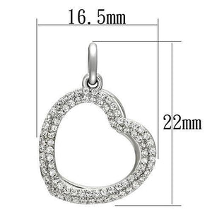 TS128 - Rhodium 925 Sterling Silver Necklace with AAA Grade CZ  in Clear