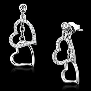 TS160 - Rhodium 925 Sterling Silver Earrings with AAA Grade CZ  in Clear