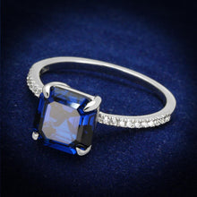 Load image into Gallery viewer, TS177 - Rhodium 925 Sterling Silver Ring with Synthetic Spinel in London Blue