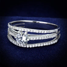 Load image into Gallery viewer, TS185 - Rhodium 925 Sterling Silver Ring with AAA Grade CZ  in Clear