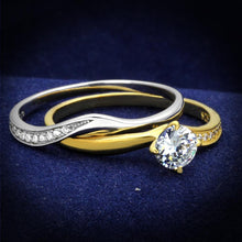 Load image into Gallery viewer, TS210 - Gold+Rhodium 925 Sterling Silver Ring with AAA Grade CZ  in Clear