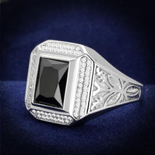 Load image into Gallery viewer, TS224 - Rhodium 925 Sterling Silver Ring with AAA Grade CZ  in Black Diamond