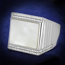 Load image into Gallery viewer, TS243 - Rhodium 925 Sterling Silver Ring with Precious Stone Conch in White