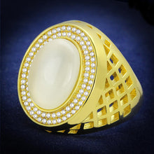 Load image into Gallery viewer, TS244 - Gold 925 Sterling Silver Ring with Synthetic Cat Eye in White