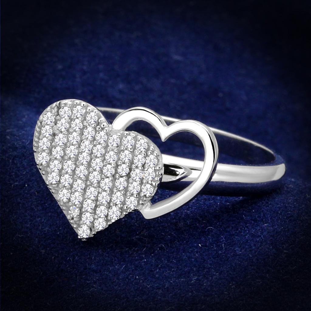 TS260 - Rhodium 925 Sterling Silver Ring with AAA Grade CZ