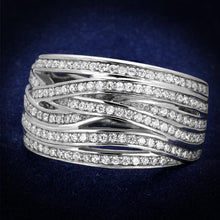 Load image into Gallery viewer, TS274 - Rhodium 925 Sterling Silver Ring with AAA Grade CZ  in Clear