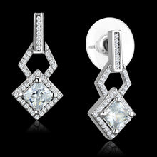 Load image into Gallery viewer, TS291 - Rhodium 925 Sterling Silver Earrings with AAA Grade CZ  in Clear