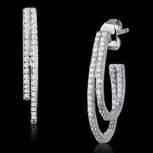 Load image into Gallery viewer, TS293 - Rhodium 925 Sterling Silver Earrings with AAA Grade CZ  in Clear
